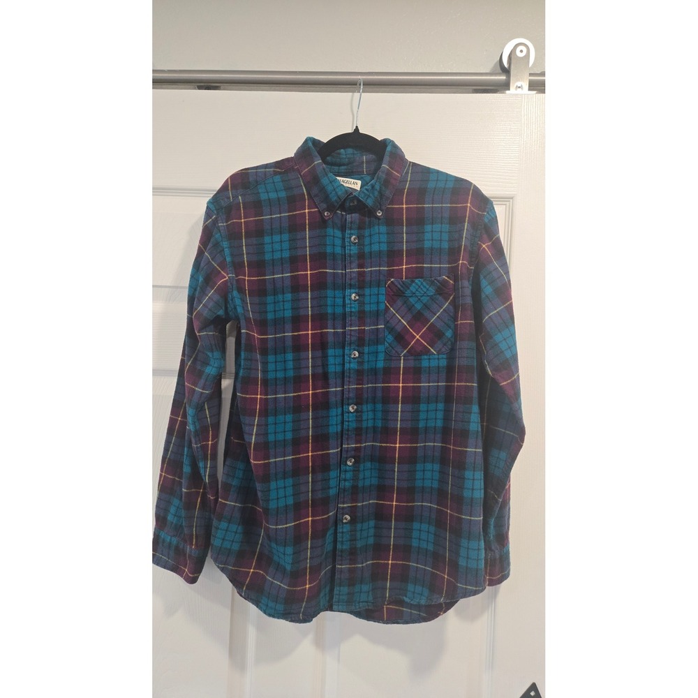 Magellan Outdoors Classic Fit Mens Plaid Flannel Long Sleeve Button Up Shirt M